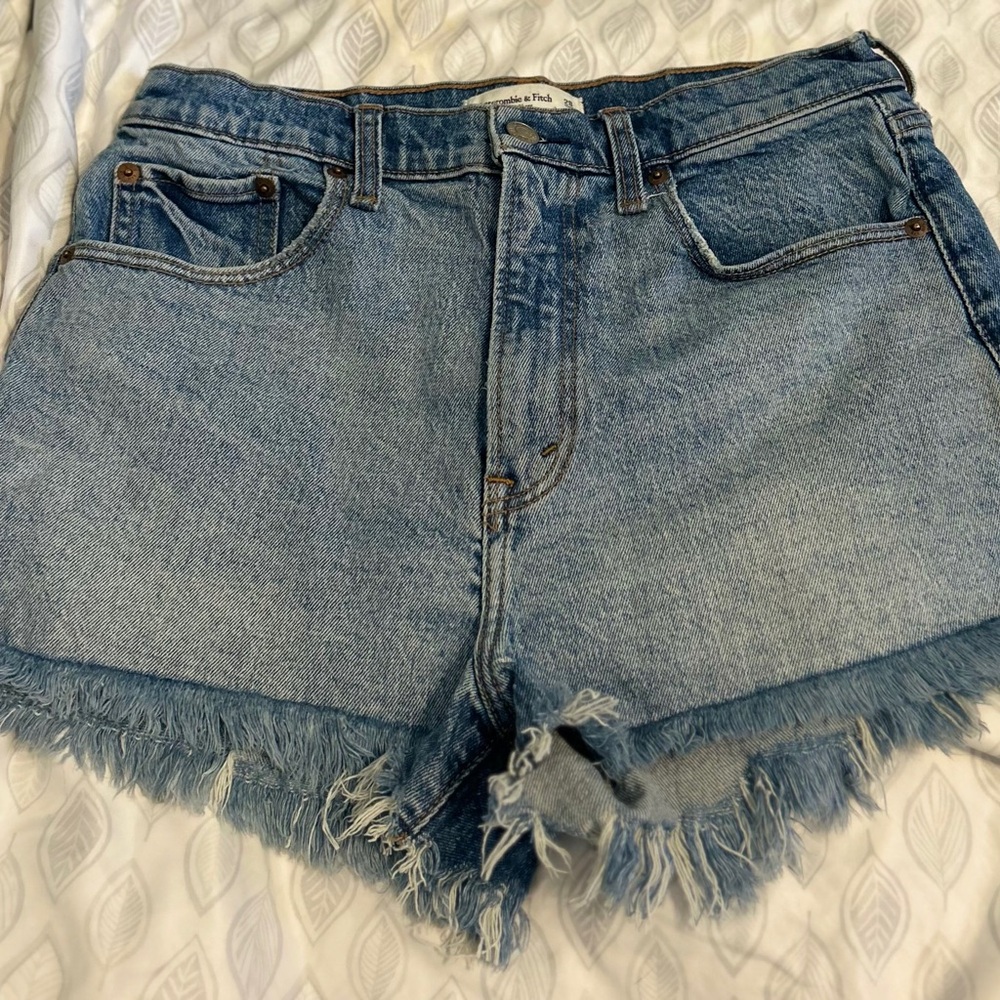 Abercrombie & Fitch Blue Jean Shorts Distressed Cut-Off